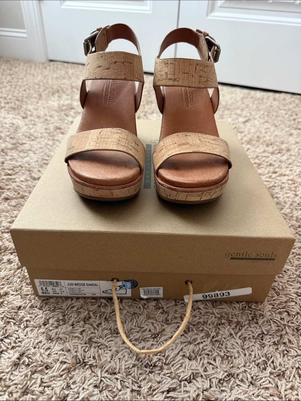 Kenneth Cole gentle souls Cork Platform Wedge Sandals in Natural Tan